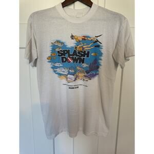 Vintage Distressed Splash Down Scuba Diving Shirt Single Stitch Large Bahamas